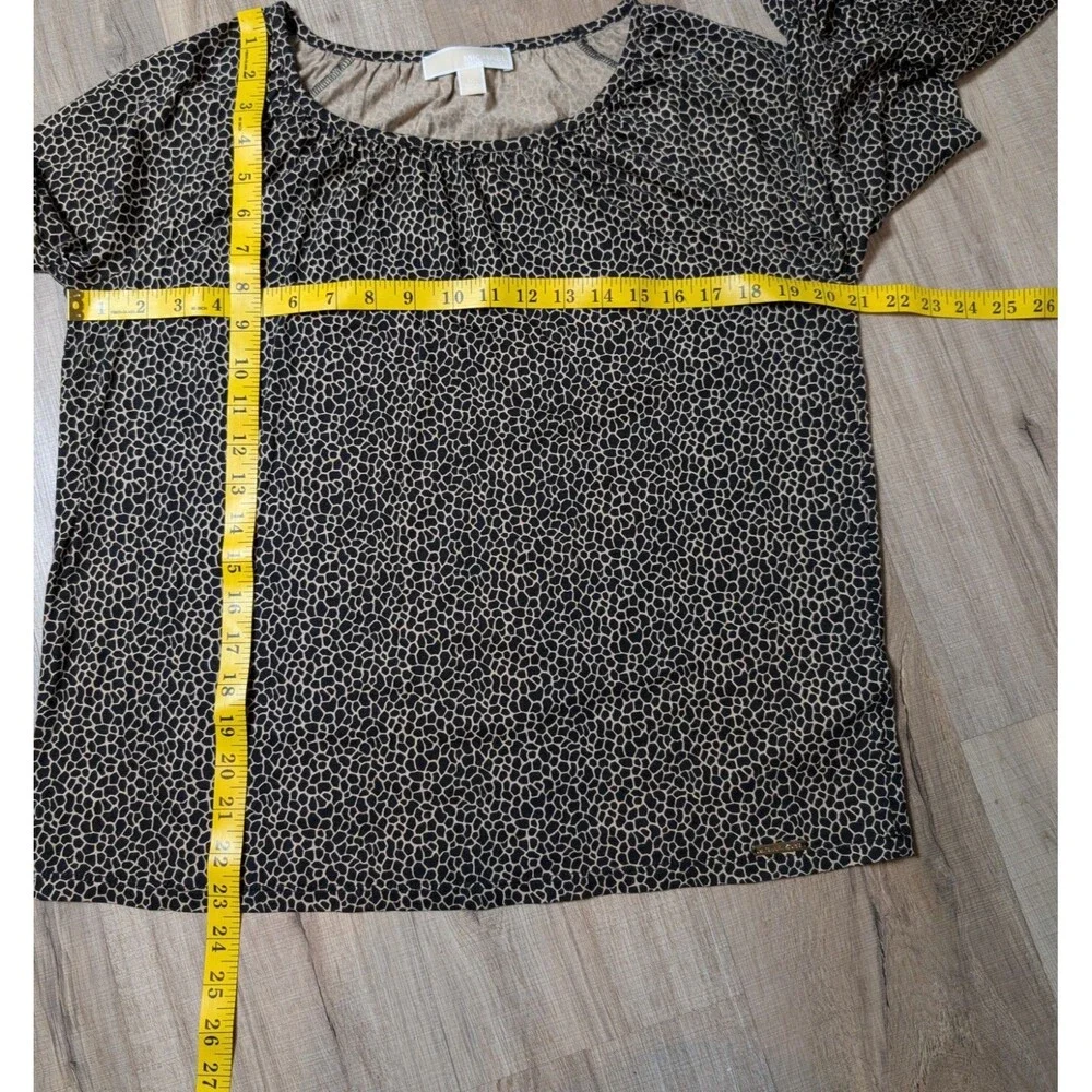 Michael Kors Size M Blouse Micro-Giraffe 3/4 Sleeve Bell Cuff Flowy Designer